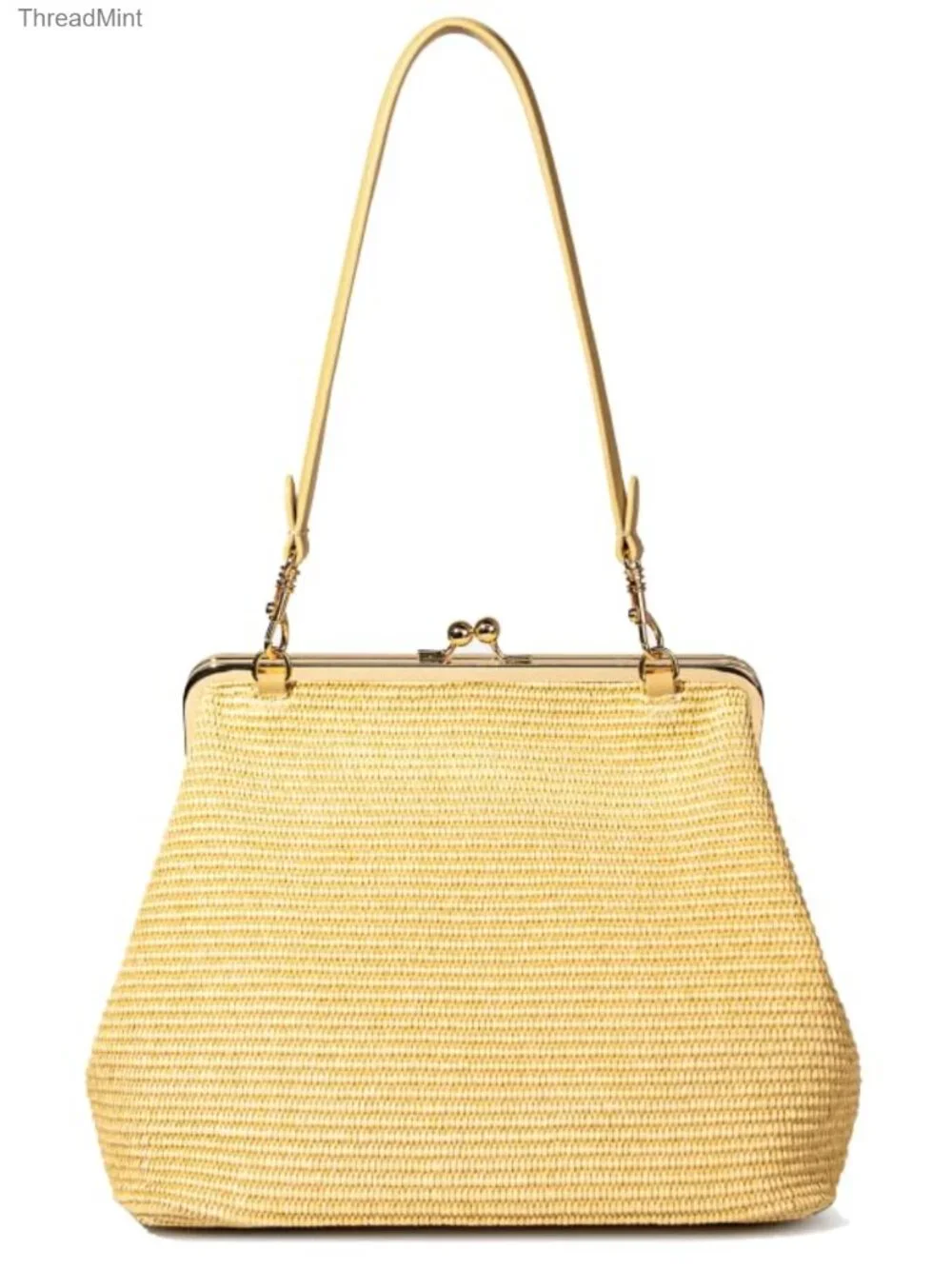Straw Kiss-lock Hobo Shoulder Bag Large Tote Beach Purse Woven PP